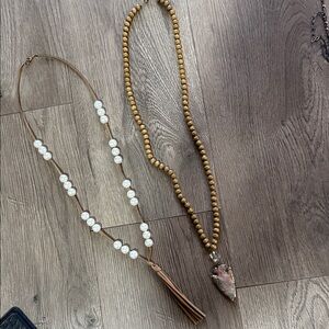 Bohemian Beaded Necklace Set with Tassel and Arrowhead